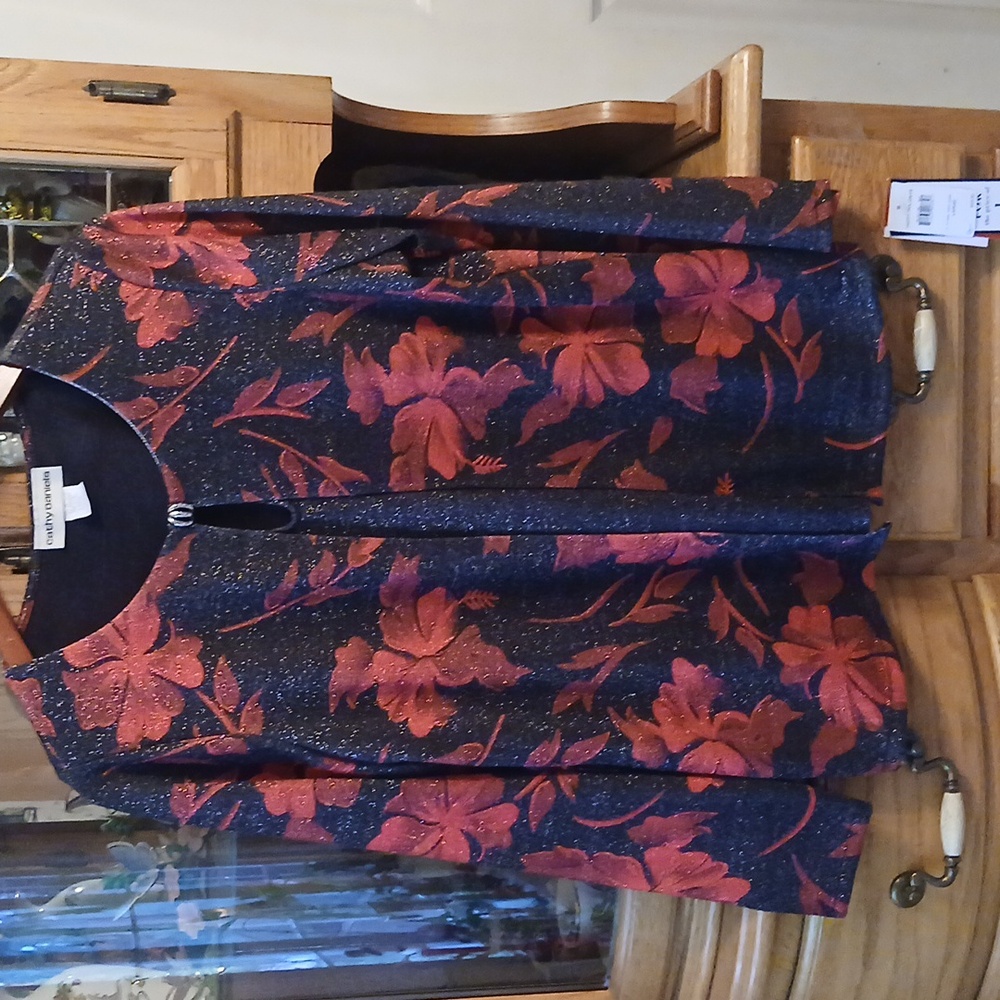 Cathy Daniels Black and Red Floral Top